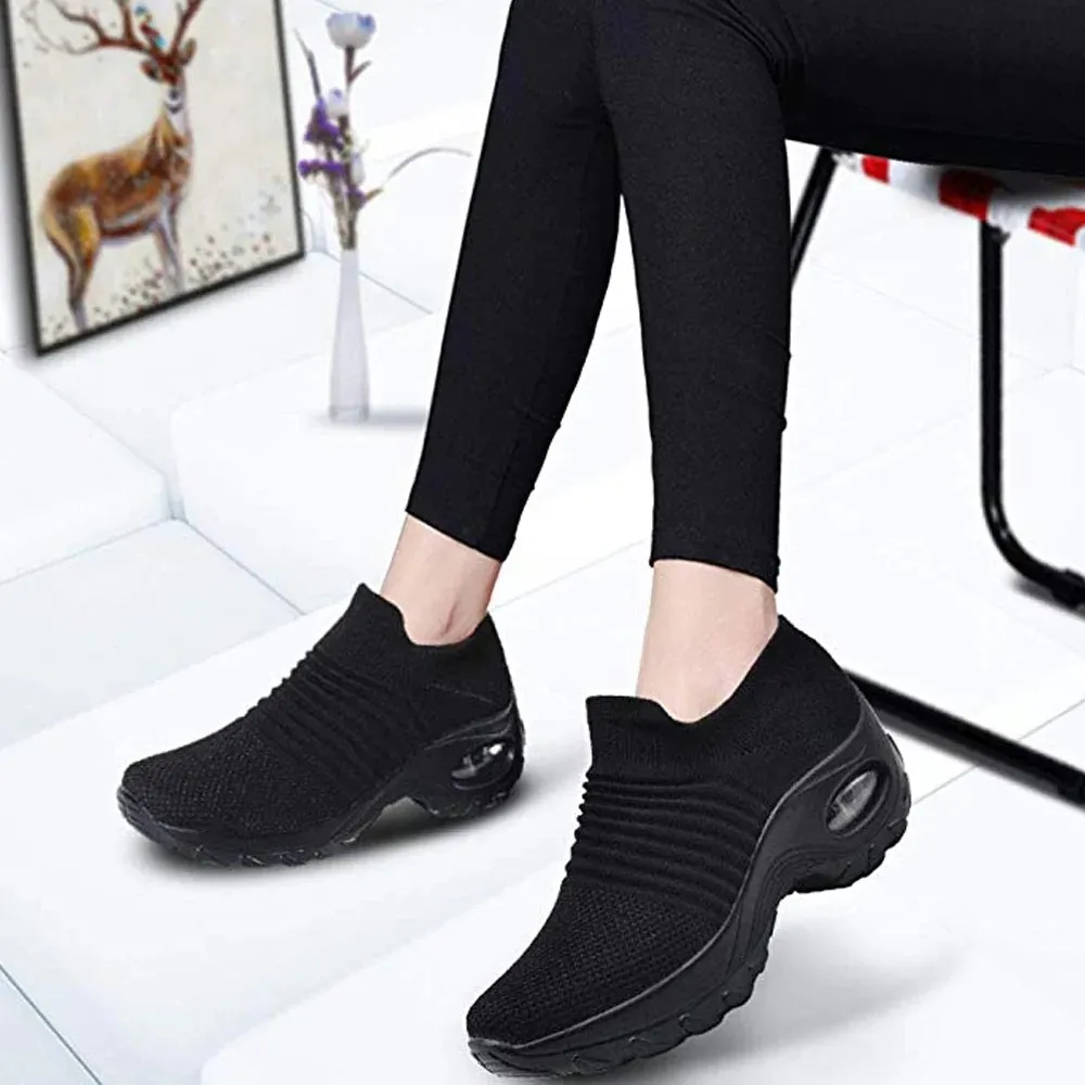 Women Slip-on Sneakers. Breathable, Mesh, Casual, Platform Shoes